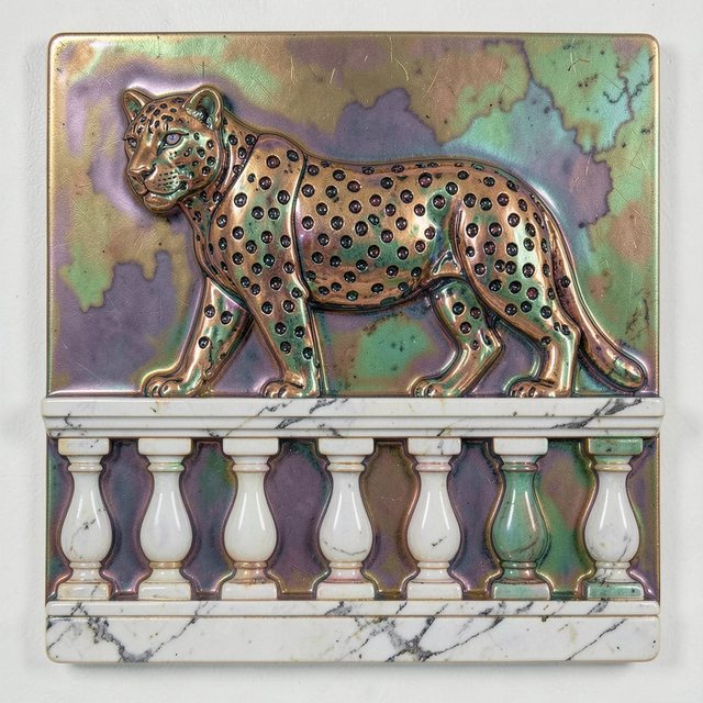 Люстр, восстановительный обжиг — Переливчатый металлический люстр, облачность восстановительного обжига.